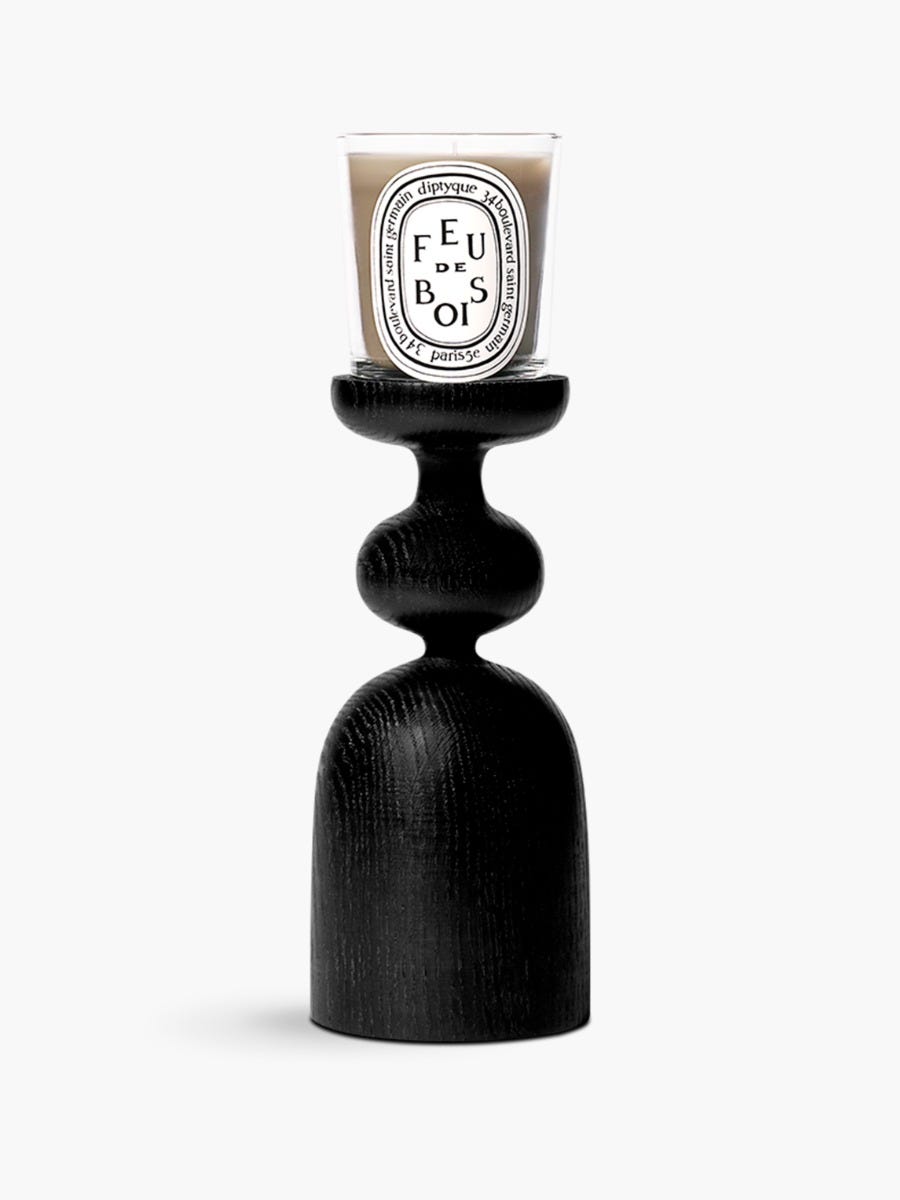 Black Pillar candle holder - For classic candles