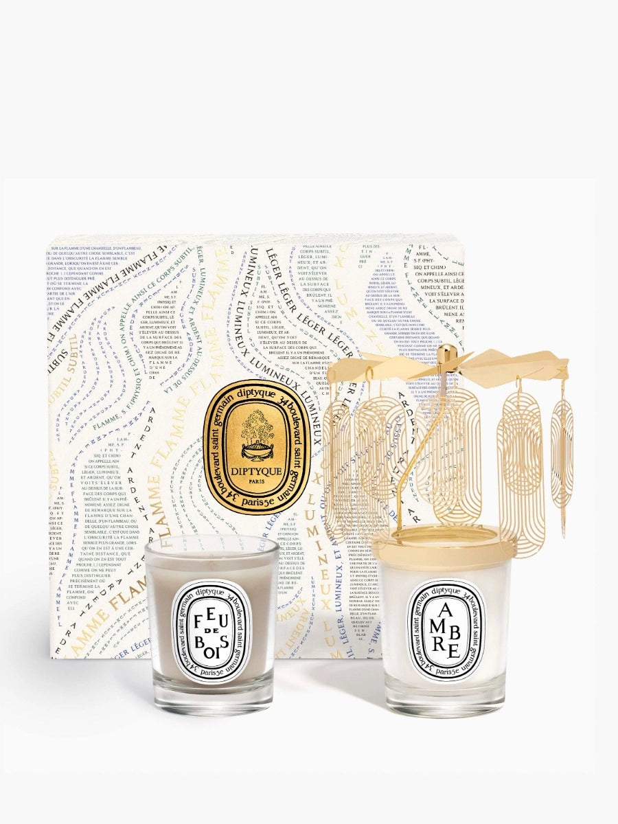 Holiday Carousel - Ambre (Amber) & Feu de Bois (Wood Fire) small candle set