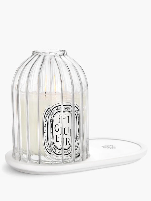 Ribbed Candle Holder with Oval Tray - For classic candles