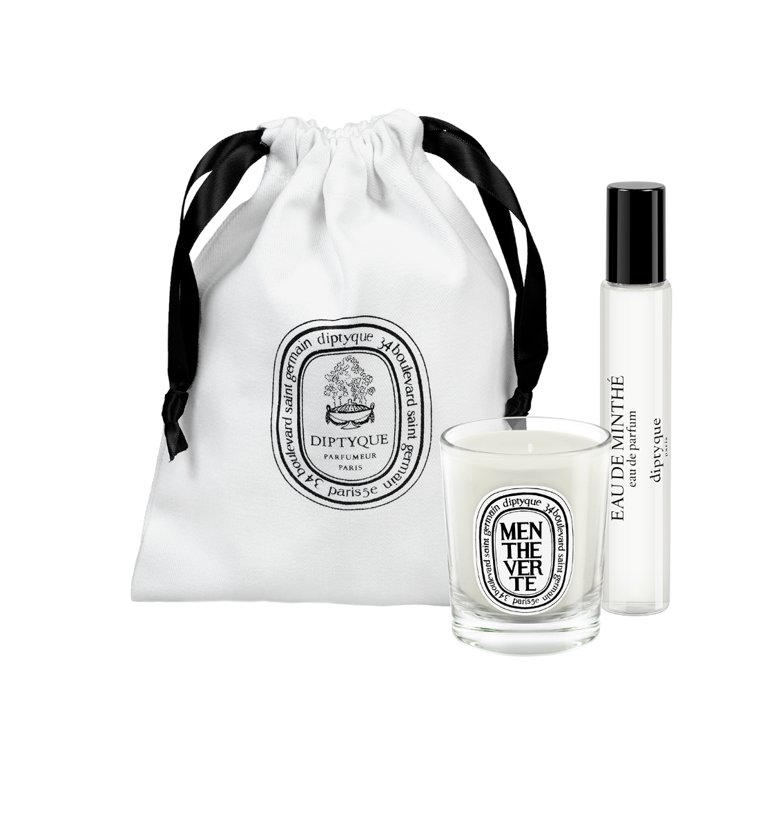 Eau de Minthé Eau de Parfum 10ml and a small Menthe verte/Spearmint Candle 35g