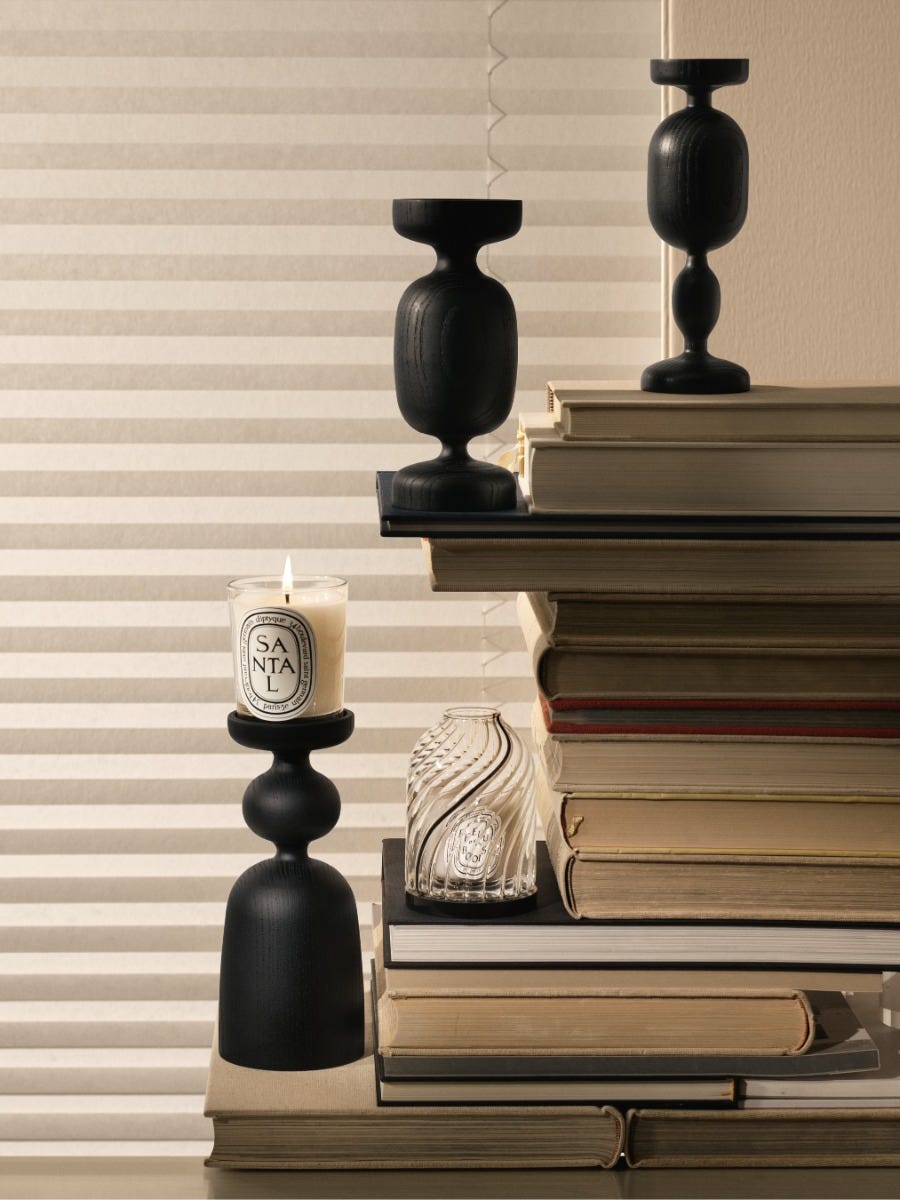 Black Pillar candle holder - For classic candles